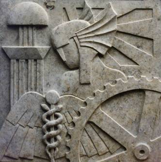 Art Deco Relief Merkur, Sandstein