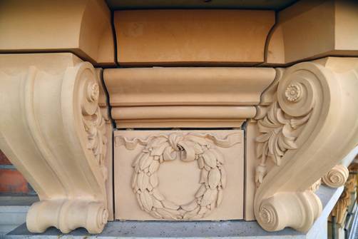 Brackets and laurel wreath, terracotta