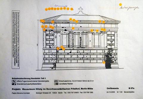 Schadenskartierung, Antragungen, Ostfassade