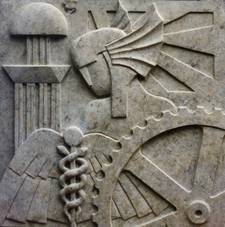 Art Deco Relief Merkur, Sandstein